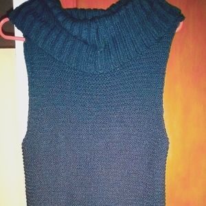 New 36" long knit dark teal Soft Surroundings Poncho Sweater Dress.